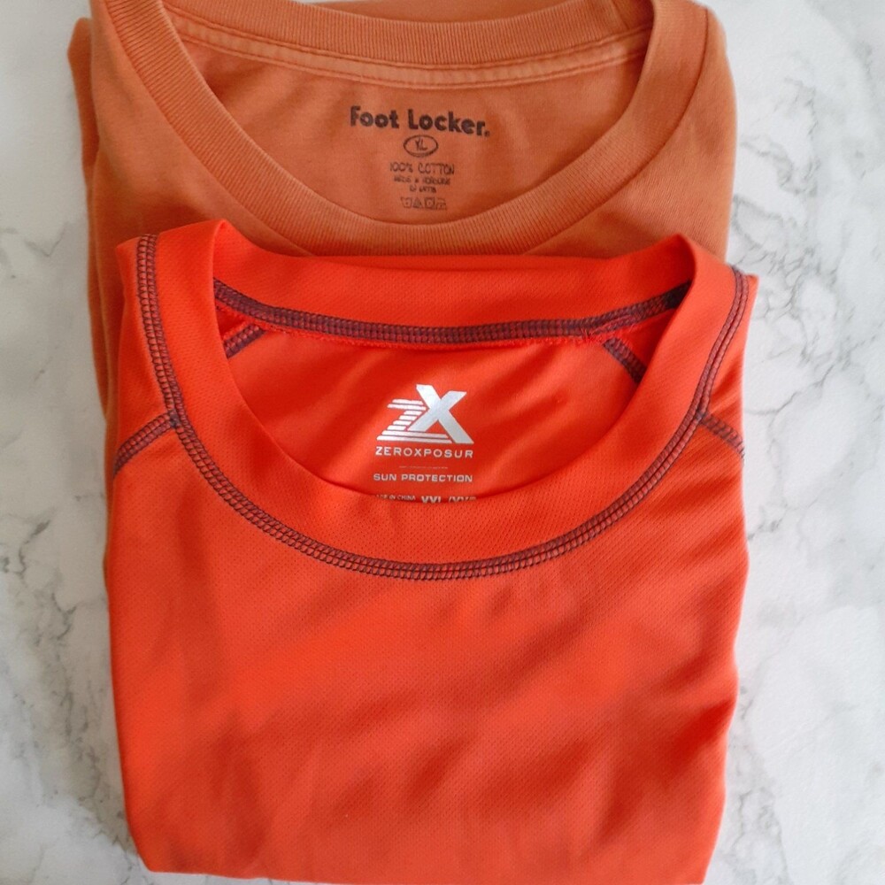 Lot of 2 Orange Solid Crew Neck Zeroxposur Footlocker Men's Pullover T-Shirt  XL